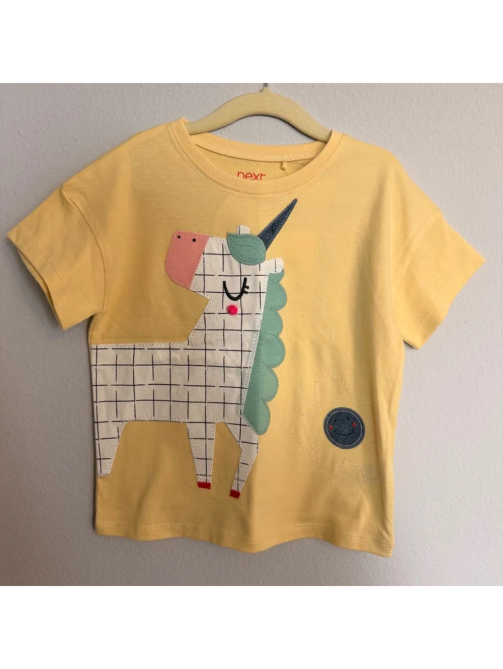 Next Direct Yellow Unicorn Tee Size 3-4